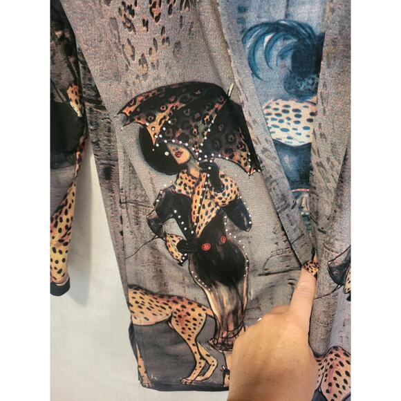 Valentina Large Cardigan & Tank Set Paris Lady Cheetah Rhinestone Glam Luxury - Picture 8 of 8